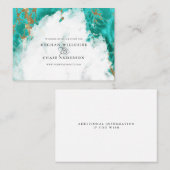 Carte De Visite Géode d'aquarelle marbrée Turquoise BarefootBride™ (Devant / Derrière)