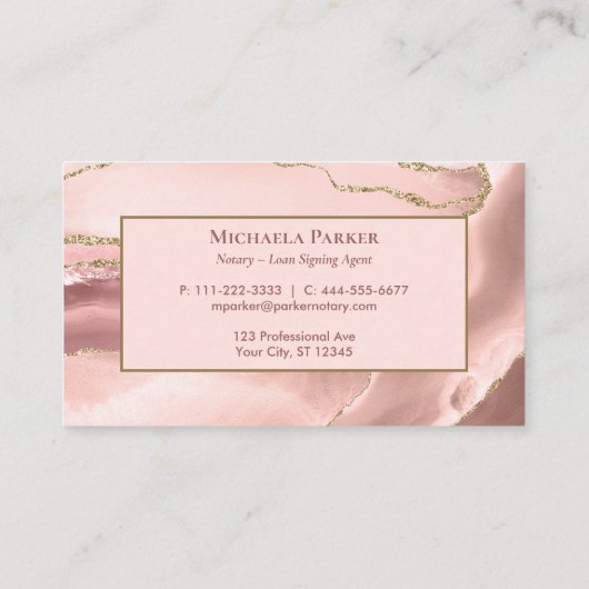 Carte De Visite Géode Gold Agate rose Professional (Dos)