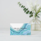 Carte De Visite Géode moderne de marbre Turquoise et bleu de l'océ (Debout devant)