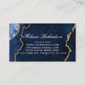 Carte De Visite Géode moderne Elegant Bleu Marbre Or Géode Agate (Dos)