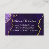 Carte De Visite Géode moderne élégante en marbre doré violet (Dos)