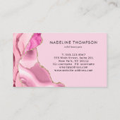 Carte De Visite Géode moderne élégante en marbre rose rose or (Dos)