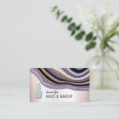 Carte De Visite Géode violet chic clou métallique rose doux (Debout devant)