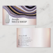 Carte De Visite Géode violet chic clou métallique rose doux (Devant / Derrière)