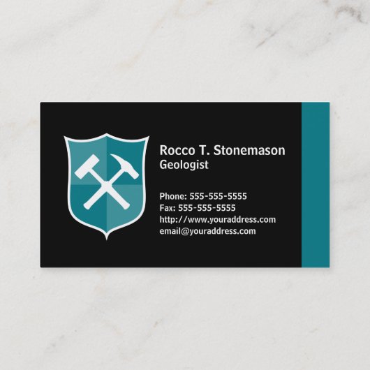 Carte De Visite Géologue traversé Rock Hammer Shield (Dos)