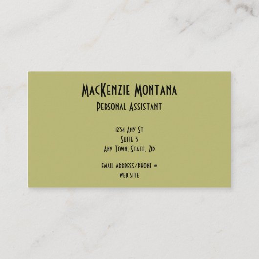 Carte De Visite Geometric Design in Olive, Rust, Mustard (Dos)