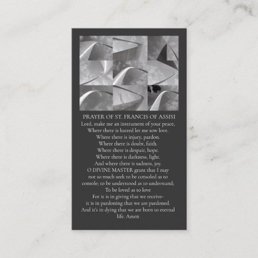 Carte De Visite Geometric Design St Francios Prayer White Gray (Devant)