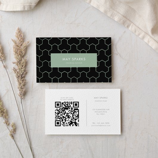 Carte De Visite Geometric Minimalist Green Financial Advisor 