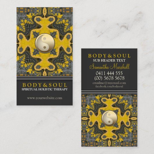 Carte De Visite Géométrie alternative Gold Yin Yang (Devant / Derrière)