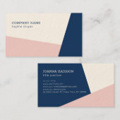 Carte De Visite Géométrie Bleu Et Rose (Devant / Derrière)