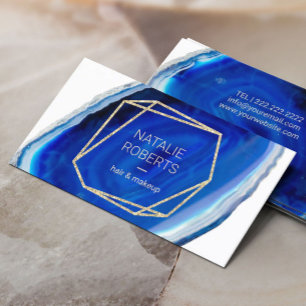Carte De Visite Géométrie Blue Agate Geode Salon de beauté mode