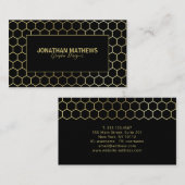 Carte De Visite Géométrie Hexagone Noir Professionnel (Devant / Derrière)