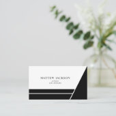 Carte De Visite Géométrie minimale moderne en noir et blanc (Debout devant)