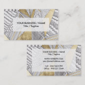 Carte De Visite Géométrie moderne chic noir faux or blanc (Devant / Derrière)