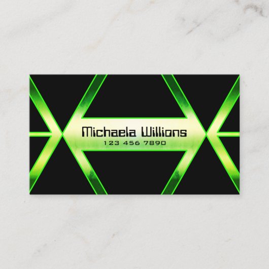 Carte De Visite Géométrie noire clinquante avec Motif vert chatoya (Devant)