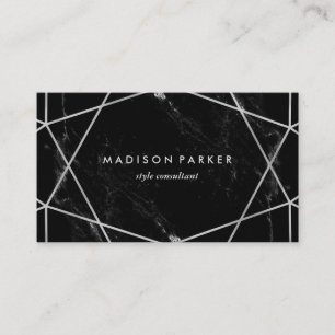 Carte De Visite Géométrique argenté moderne sur le marbre noir