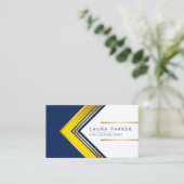 Carte De Visite Géométrique Bleu Or Professionnel (Debout devant)