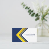 Carte De Visite Géométrique Bleu Or Professionnel (Debout devant)