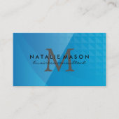 Carte De Visite Géométrique bleue Abstraite | Monogramme (Devant)