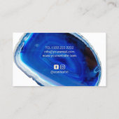 Carte De Visite Géométrique Blue Agate Géode Moderne Salon de Beau (Dos)