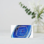 Carte De Visite Géométrique Blue Agate Géode Moderne Salon de Beau (Debout devant)