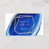 Carte De Visite Géométrique Blue Agate Géode Moderne Salon de Beau (Devant)