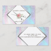 Carte De Visite Géométrique, Cadre, Confetti, Ciseaux, Holographiq (Devant / Derrière)