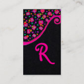 Carte De Visite GEOMÉTRIQUE DÉCO MONOGRAM rose Fuchsia Livre noir (Dos)