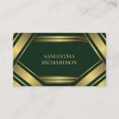 Carte De Visite Géométrique Emerald Et Gold Stripes Professionnel (Devant)