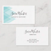 Carte de visite géométrique et script bleu clair (Devant / Derrière)