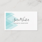 Carte de visite géométrique et script bleu clair (Devant)