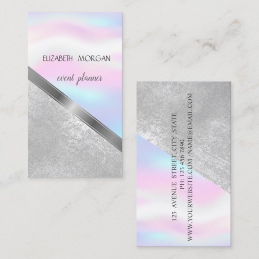 Carte De Visite Géométrique moderne classique, Holographique Abstr (Devant / Derrière)