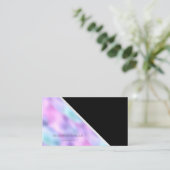 Carte De Visite Géométrique moderne, Élégant, Noir, Holographique (Debout devant)
