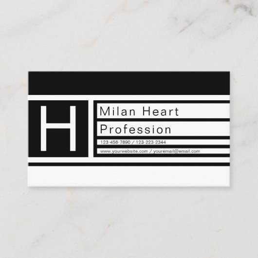 Carte De Visite Géométrique moderne et modifiable en noir et blanc (Devant)