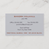 Carte De Visite Géométrique Moderne Métallurgique n'importe quel t (Dos)