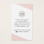 Carte de visite géométrique moderne rose pâle (Dos)