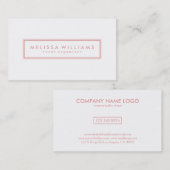 Carte De Visite Géométrique Moderne Simple Rose Et Blanc (Devant / Derrière)