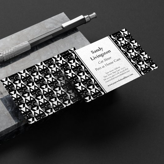 Carte de visite géométrique moderne Tuxedo Cat