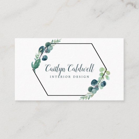 Carte de visite géométrique noir verdoyant (Devant)