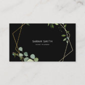 Carte De Visite Géométrique Or Tropical Vert Noir (Devant)