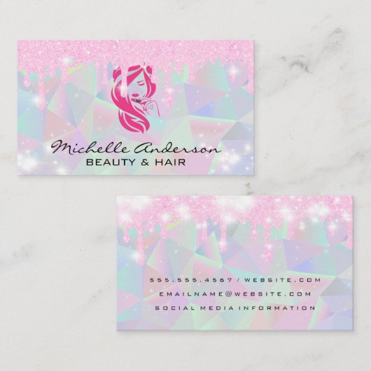 Carte De Visite Géométrique | Parties scintillant Pixie Dust Drift (Devant / Derrière)