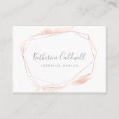 Carte de visite géométrique rose Gold Watercolor (Devant)