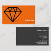 Carte De Visite Geometropolis - Diamant simple - Noir sur orange (Devant / Derrière)