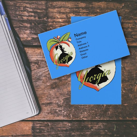 Carte De Visite Géorgie Pêche Avec Silhouette Noire Dame Sud