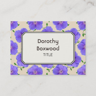 Carte De Visite Géranium bleu botanique floral personnalisable