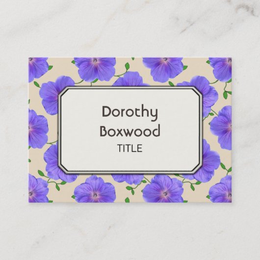 Carte De Visite Géranium bleu botanique floral personnalisable (Devant)