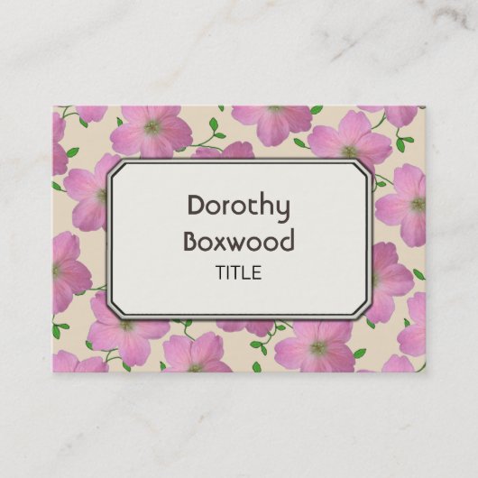 Carte De Visite Géranium rose botanique floral personnalisable (Devant)
