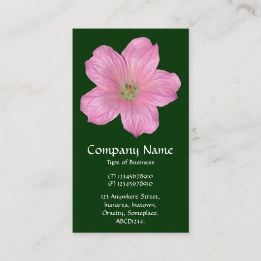 Carte De Visite Géranium rose - Vert foncé (Devant)