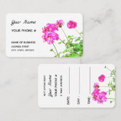 Carte De Visite Géraniums de rougissement, prochain rendez-vous de (Devant / Derrière)