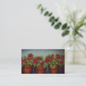 Carte De Visite Geraniums rouges dans des pots d'argile (Debout devant)